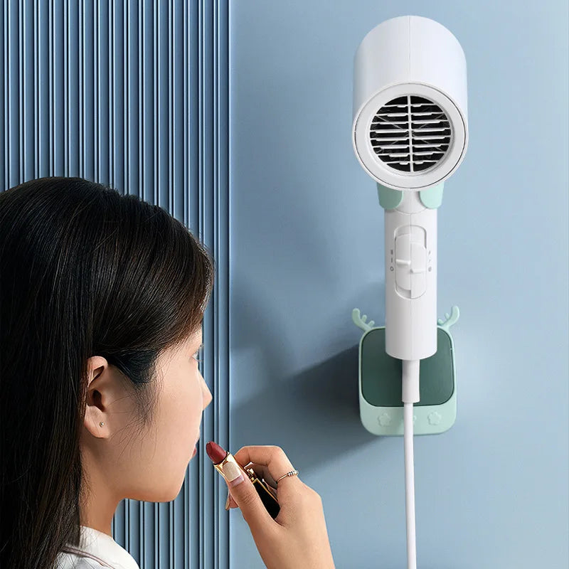 180° Hair Dryer Holder Adjustable Self-Adhesive Hair Dryer shelf Wall Mount Bathroom Universal Stand  Cute Cartoon Storage Rack