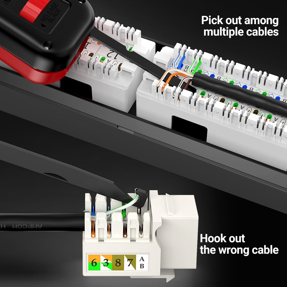 Punch Down Tool AMPCOM 110 Type Multi-function Network Cable Tool with Two Blades Telephone Impact Terminal Insertion Tools