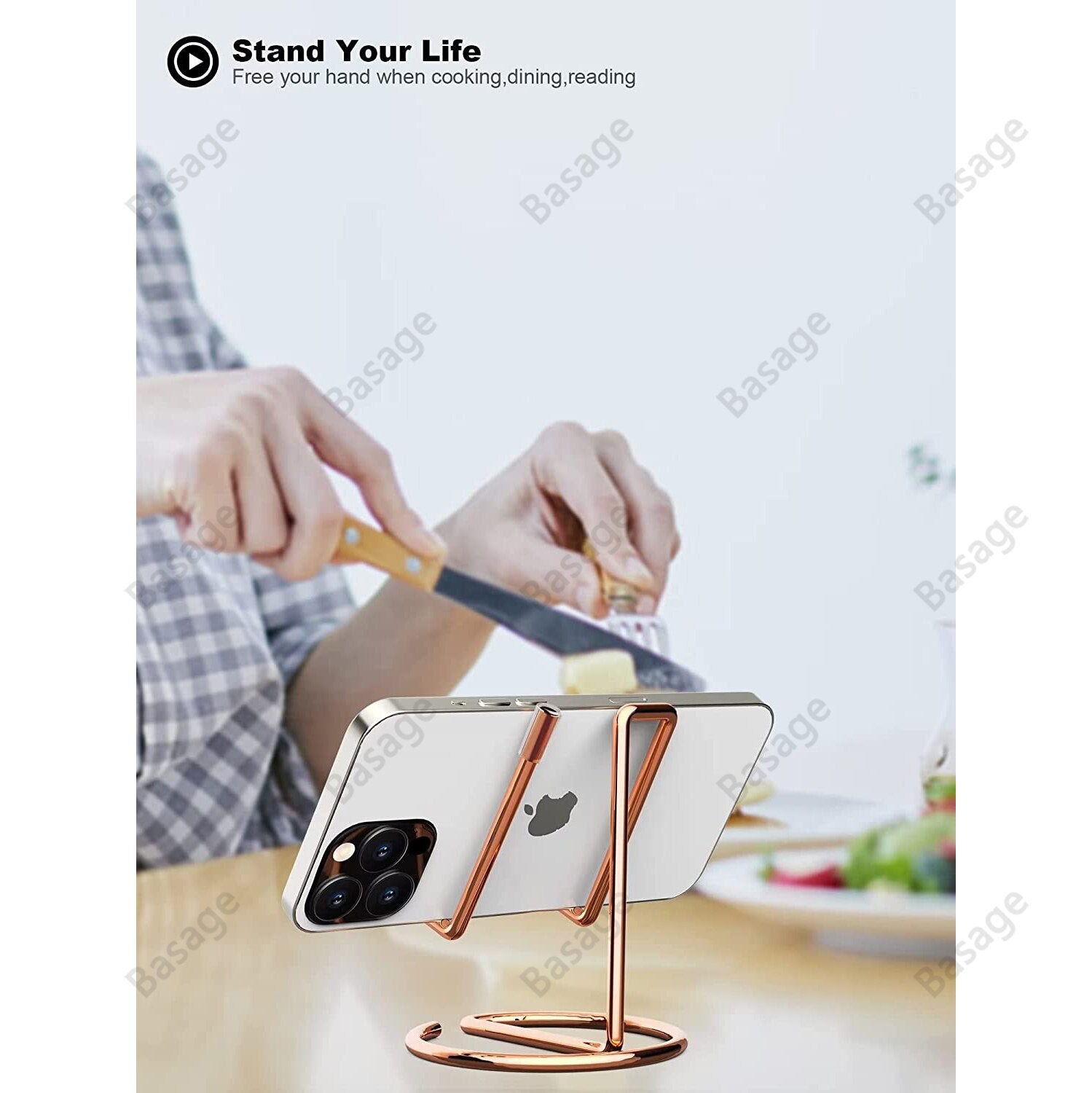 Cell Phone Stand for Desk, Business Card Holder,Cute Metal Cell Phone Stand, Metal Wire Cellphone Cradle Dock for Phone Tablet