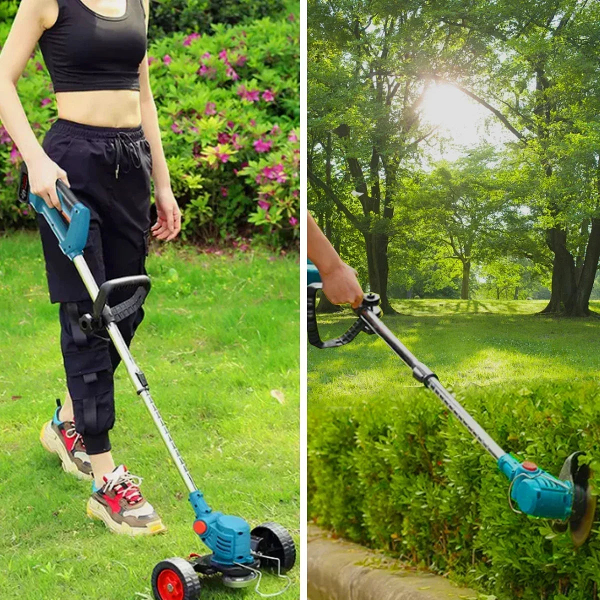 Foldable Electric Lawn Mower Handheld Cordless Garden Grass Trimmer 100-135cm Length Adjustable.For Makita 18V Battery