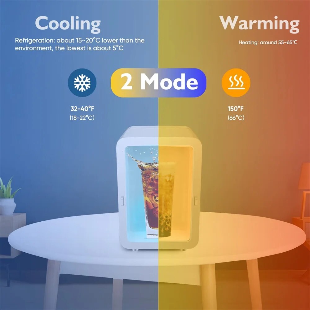 4L 6 Cans Small Refrigeration Warm Heat Mini Fridge Refrigerator Cosmetics Mask Beverage Dormitory Refrigerators Cooler