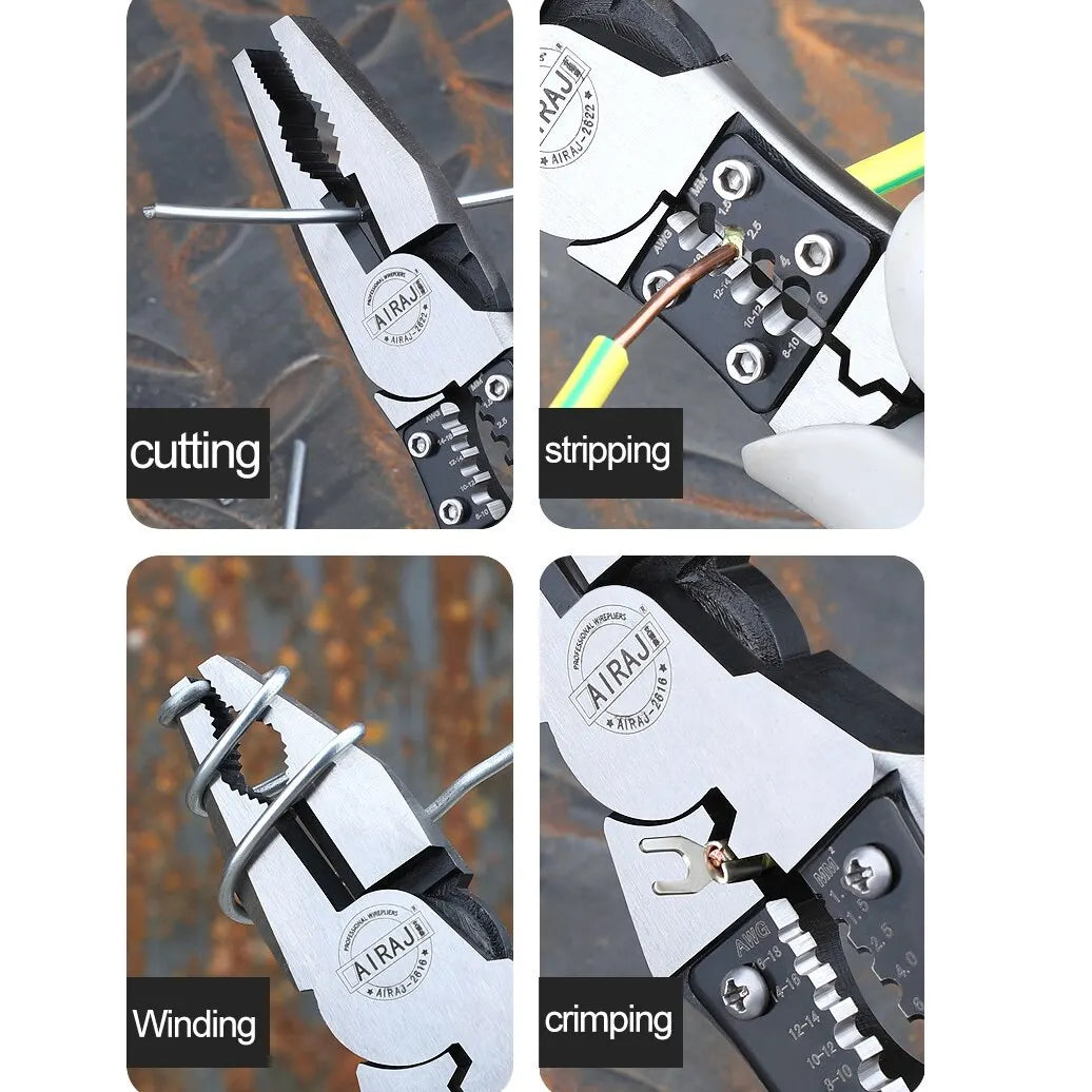 AIRAJ Multifunction Pliers Combination Pliers Stripper Crimper Cutter Heavy Duty Wire Pliers Diagonal Pliers Hand Tools