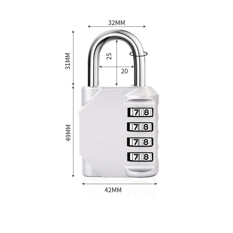 3/4 Digit Dial Combination Password Code Number Lock Padlock Safety Travel Security Lock for Luggage Backpack Suitcase Drawer