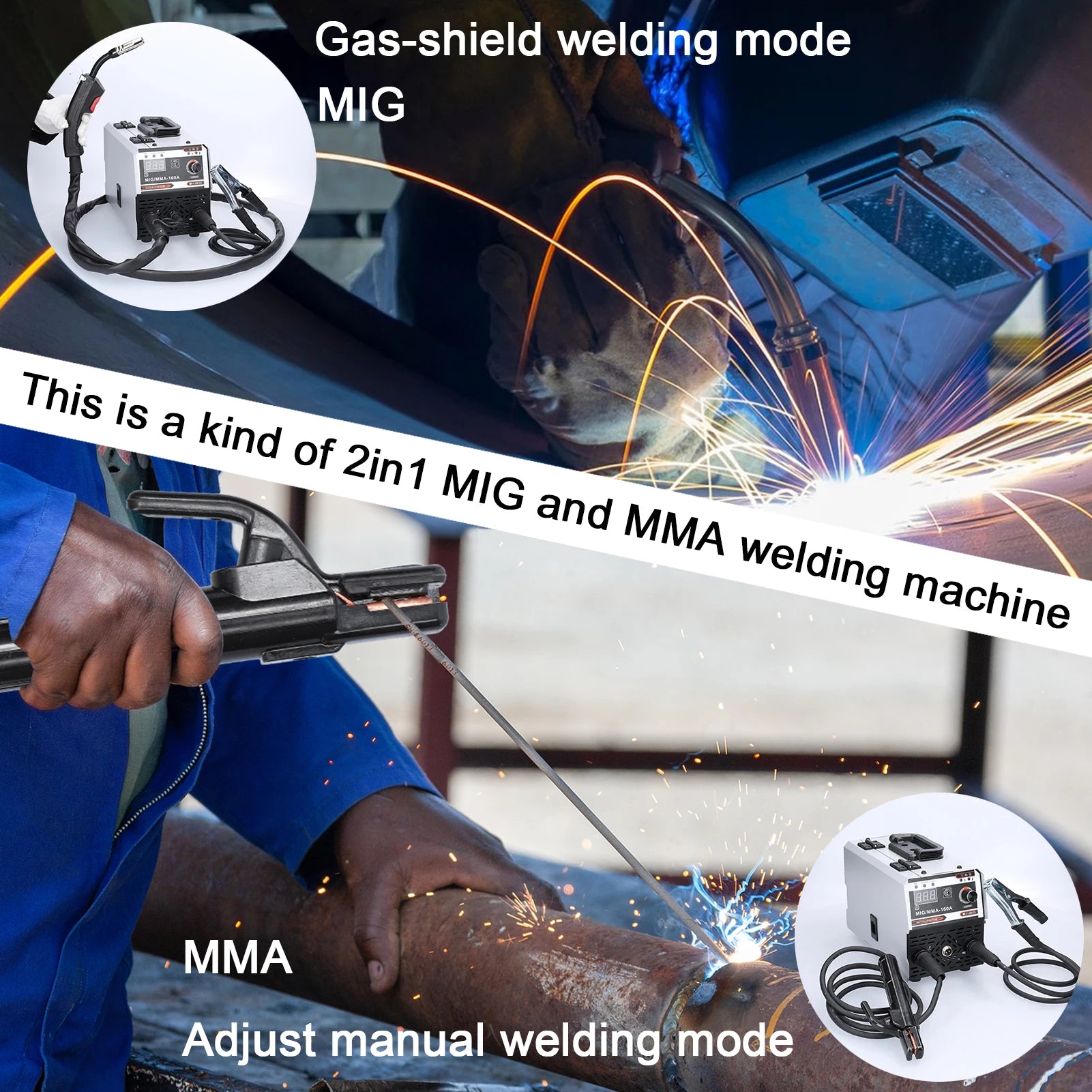 2in1 MIG MMA MAG TIG-160C Welding Machine Semi-automatic IGBT Inverter Welder Electric Welding Machine MIG Welder