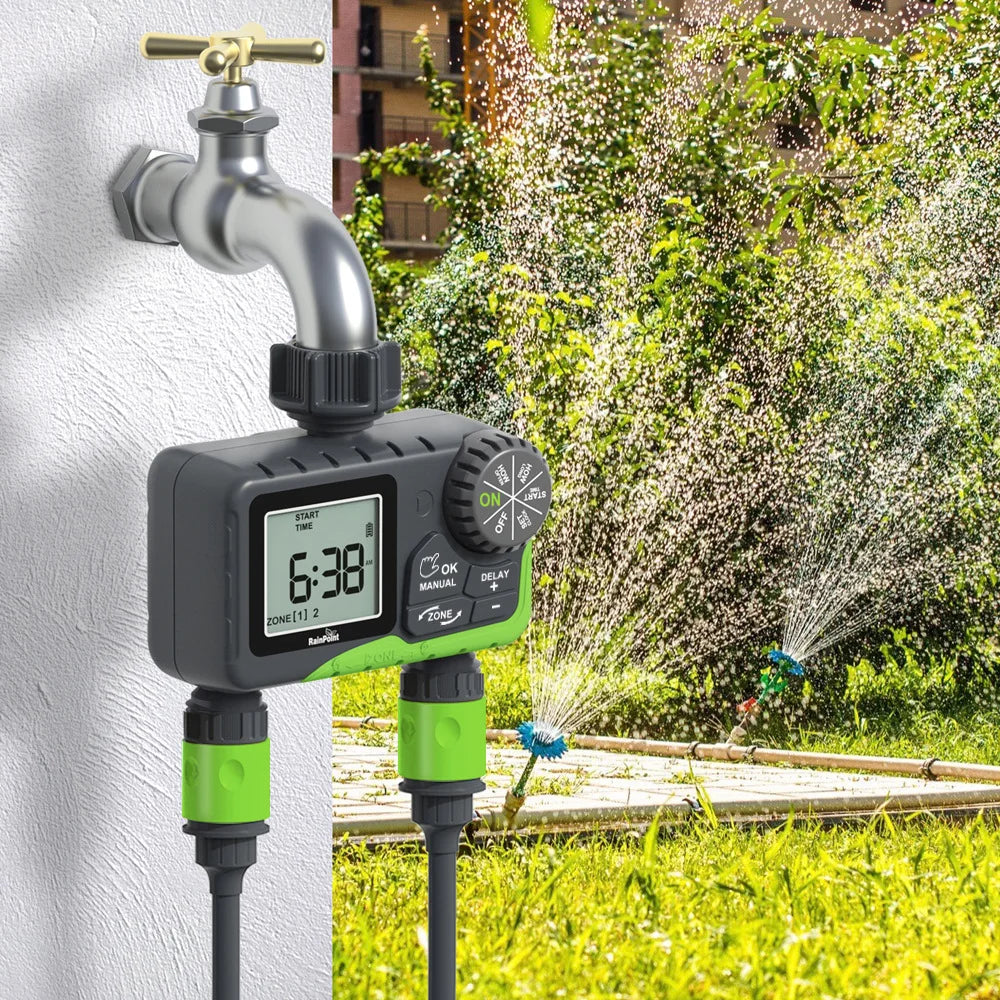 Digital Automatic Irrigation Watering Timer System Rain Delay Separate Timing Programs Sprinkler for Outdoor Lawn Gardening Pool
