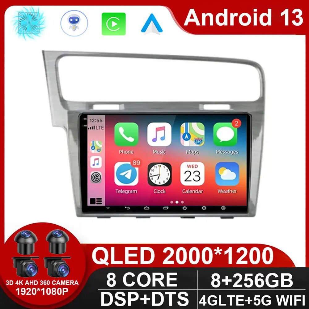 For Volkswagen VW Golf 7 MK7 GTI 2011-2021 Car Radio Carplay HD Multimedia Android 13 Auto Qualcomm GPS Stereo Video Player 2din