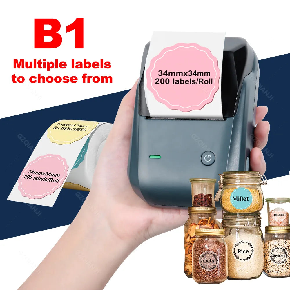 Original NiiMbot B1 Label Printer Color Round Sticker Handheld Portable Bluetooth Self-adhesive Labeling Business Machine Small