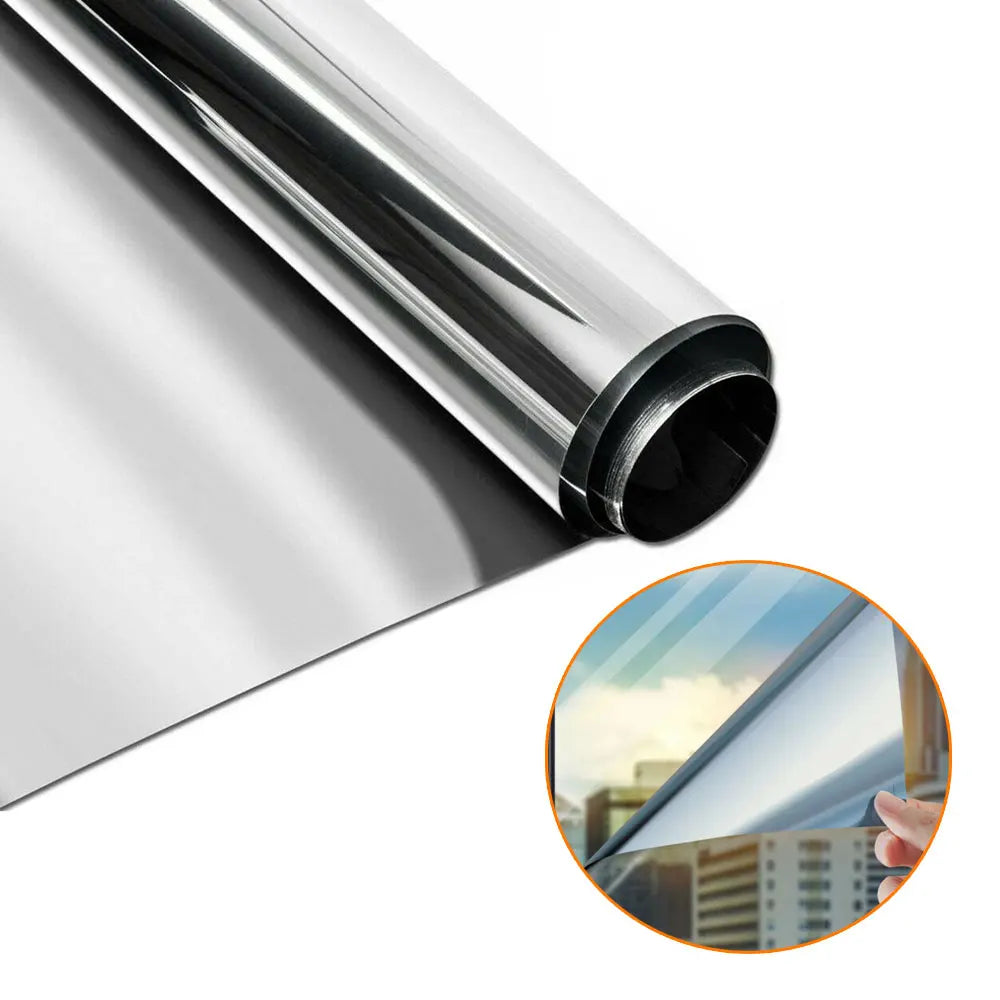 1Roll 20*10FT Universal Uncut Window Mirror Silver Chrome Tint Film Car Vehicle Windows Glass Stickers Exterior Accessories