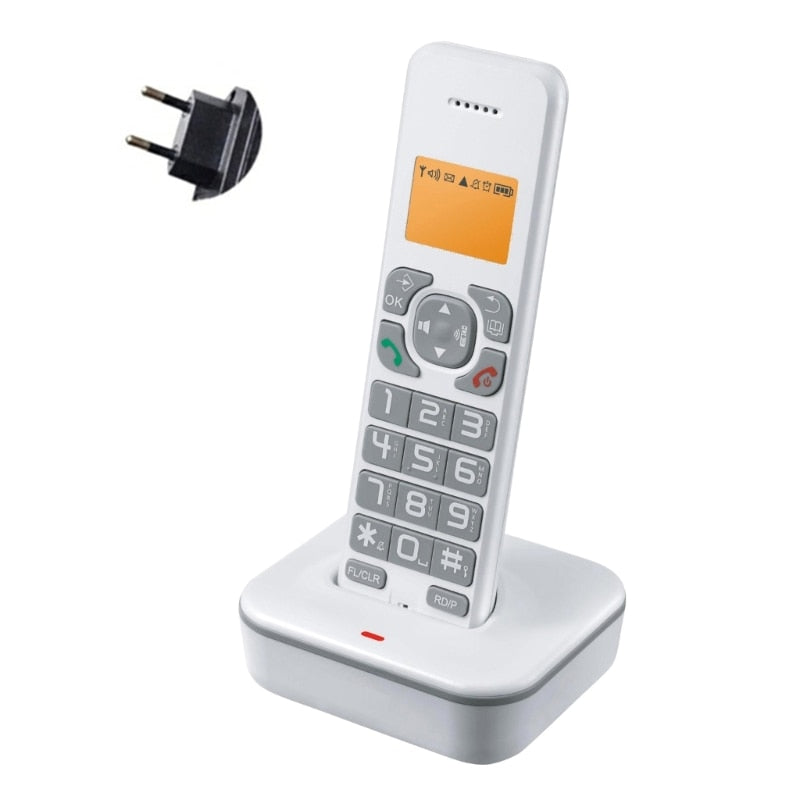 D1102B Fixed Landline Wireless Telephone Stylish with Multi Languages Caller Display Backlit and Number Storage