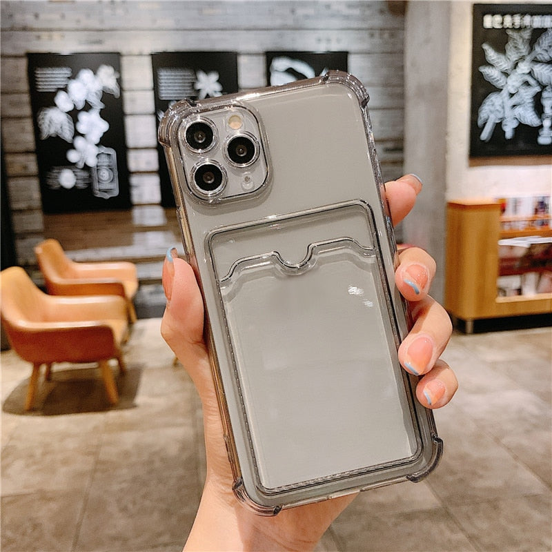 Card Holder Wallet Clear Case For Xiaomi Mi 11 Lite 5G NE Case Redmi Note 10 9 12T 11S 9S 10S Poco X3 Pro X5 M3 9C NFC 9A Covers