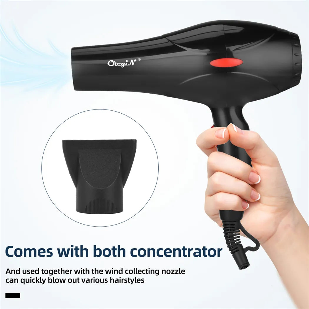 CkeyiN 2200W Electric Hair Dryer Professional Large Power Below Dryer Hot Cold Wind Hairdryer 3 Heat Settings 2 Speeds 2 Nozzles