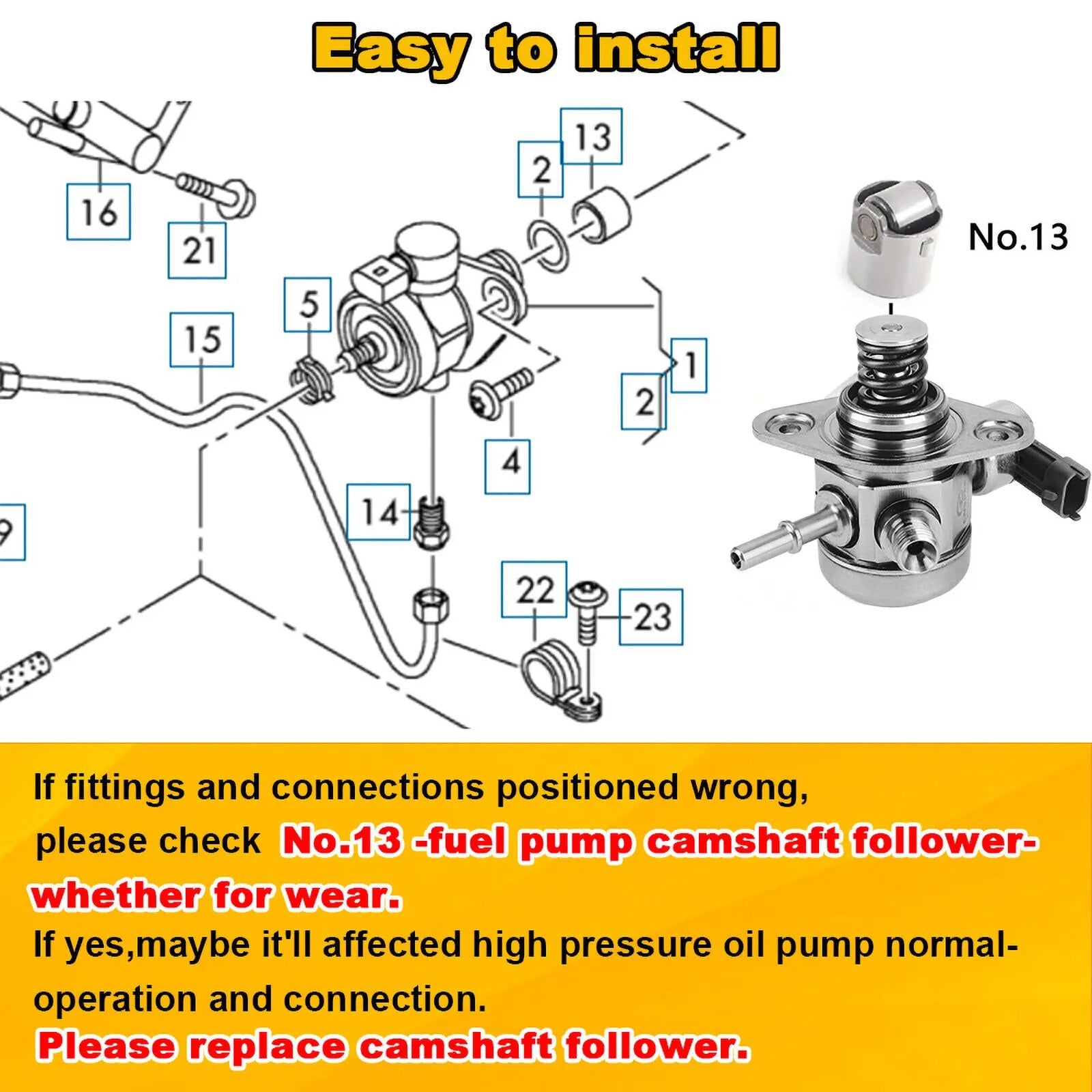 High Pressure Fuel Pump for Hyundai Veloster Accent for Kia Soul Forte Rion OEM 35320-2B220 35320-2B130 35320-2B140