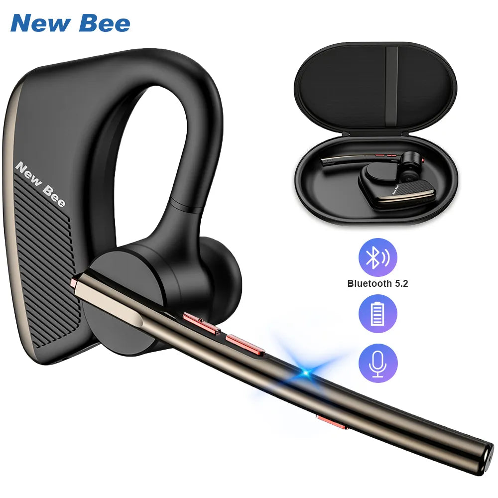 New Bee M50 Bluetooth 5.2 Earphones Wireless Headphones with Dual Mic Earphone Hands-free Headset English/Russian Drop shipping