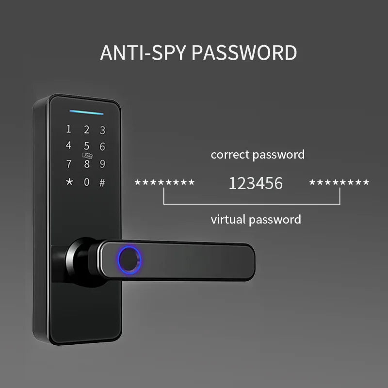 Tuya Wifi Electronic Lock Smart Door Lock Biometric Fingerprint Lock Can NFC Unlock/Password/Key Unlock/USB Emergency Charge