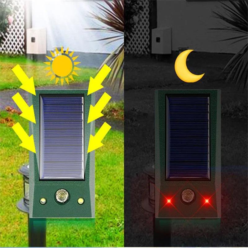 Solar Powered Ultrasonic Electronic Bird Repellent IP66 Waterproof Pigeon Deterrent LED Flashing Pest Repeller for Yard Control