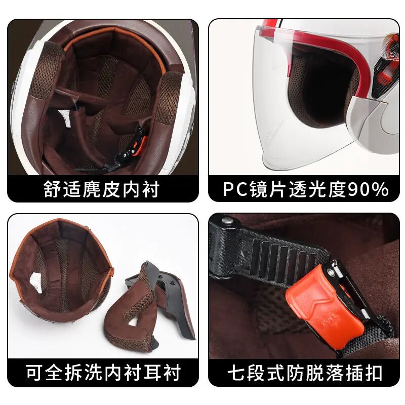 Open Helmets Motorcycle Helmet Ultralight for Electric Scooter With Visor Moto Adults Men Moped Vespa Enduro Quick Release