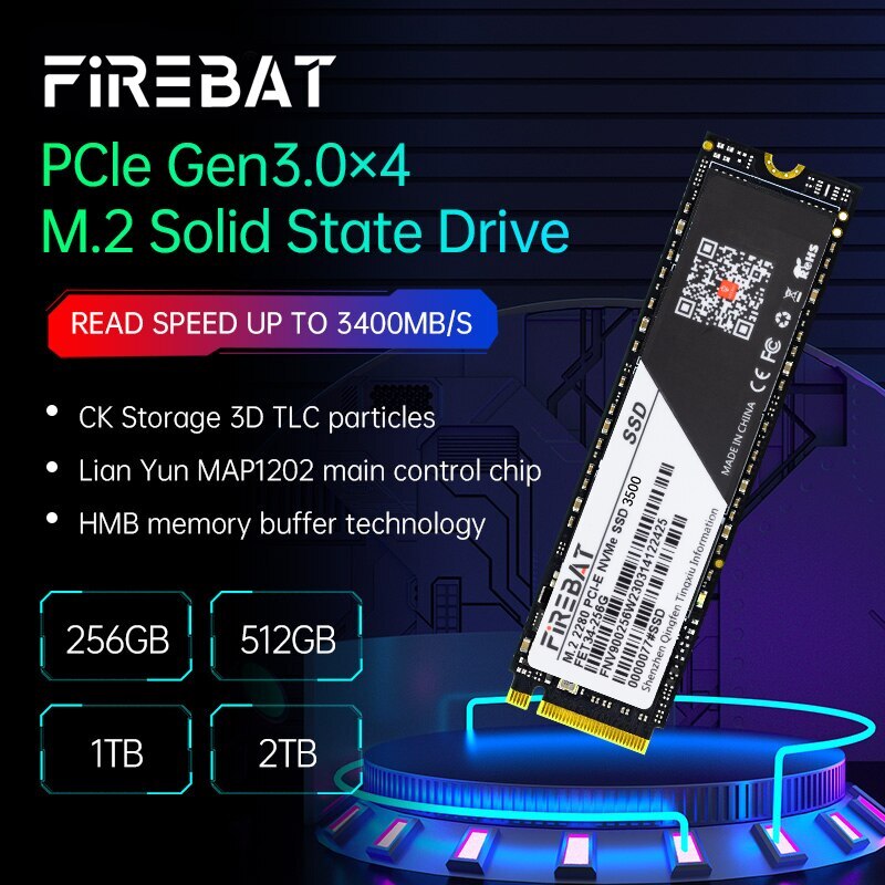 FIREBAT SSD NVME M.2 2280 PCIE3.0 256GB 512GB 1TB 2TB Internal Solid Hard Disk For Diy Games Computer Laptop Notebook M2