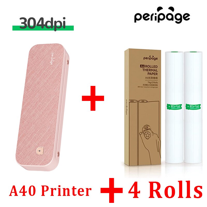 PeriPage 304DPI A4 Portable Printer Wireless Print PDF Webpage Contract Document Printers Study Bluetooth Mini A4 Printer