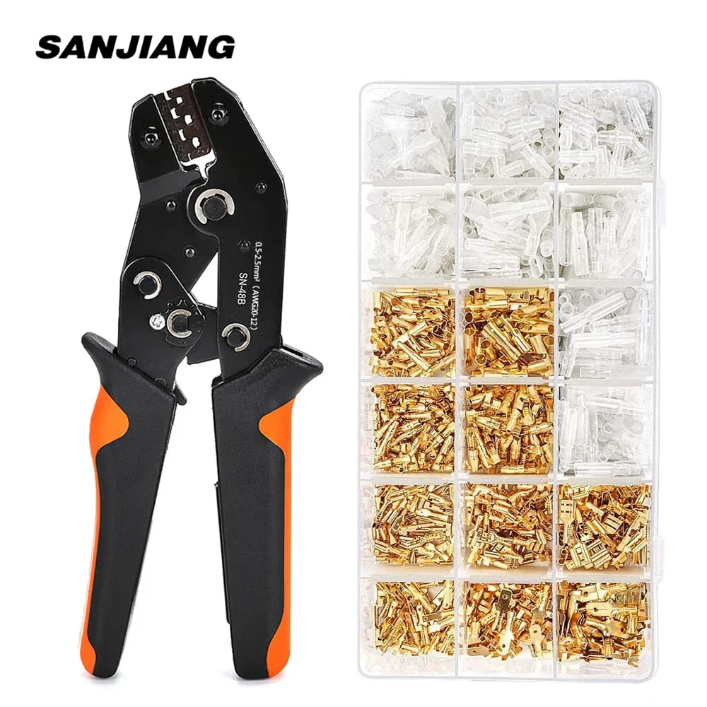 SN-48B Crimping Pliers Flat Receptacle Set Crimping Tool  Kit Cable Lugs Set Pliers Wire Crimp Terminal Crimping Hand Tool