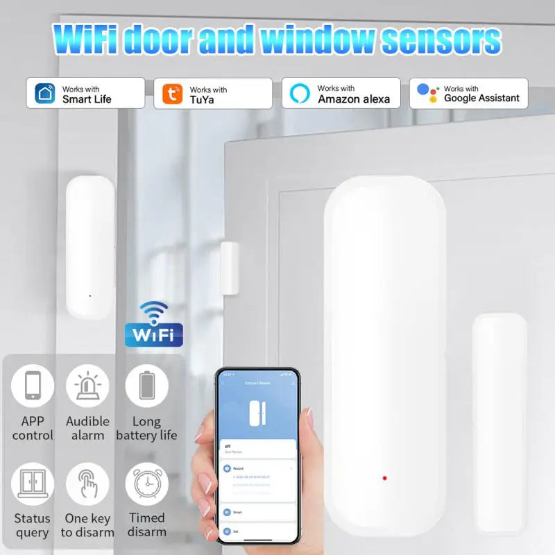 Tuya/ZigBee WiFi Smart Door Sensor Smart Home Door Open/Closed Detectors Window Sensor Support Google Home Alexa Smartlife
