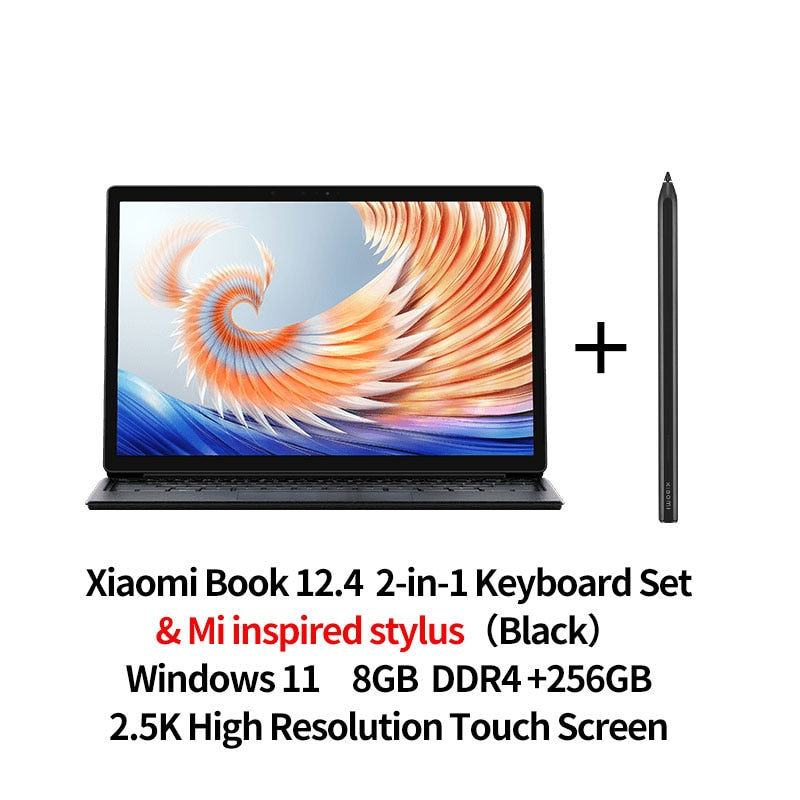 Xiaomi Book 12.4 Laptop 2-in-1 Keyboard Set 8GB DDR4+256GB 65W Fast Charge 2.5K High Resolution Touch Screen Thin Notebook New