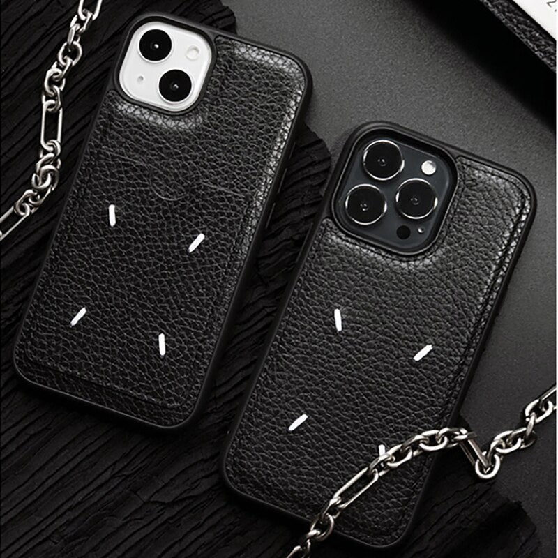 Luxury brand embroidery Card package leather Phone Case For iPhone 14 13 12 MiNi Pro Max 11 7 8 Plus X XS XR Korea Japan Cover