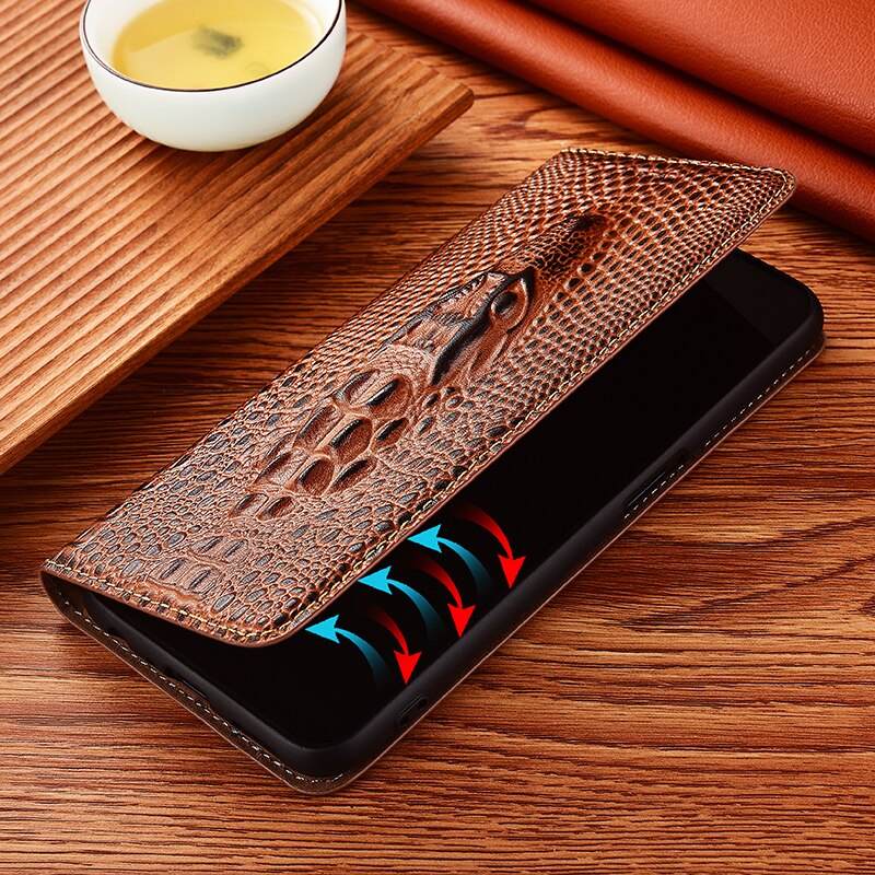 Crocodile Head Genuine Flip Leather Case For Meizu 15 M15 16 16S 16T 16TH 16XS 17 18 18S 18X 20 Note 8 9 Pro Lite Cover Cases