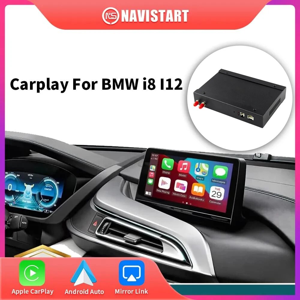 NAVISTART Wireless CarPlay Android Auto for BMW i8 I12 NBT System 2014-2018 Carplay Mirror Link AirPlay Support DVR Video Player