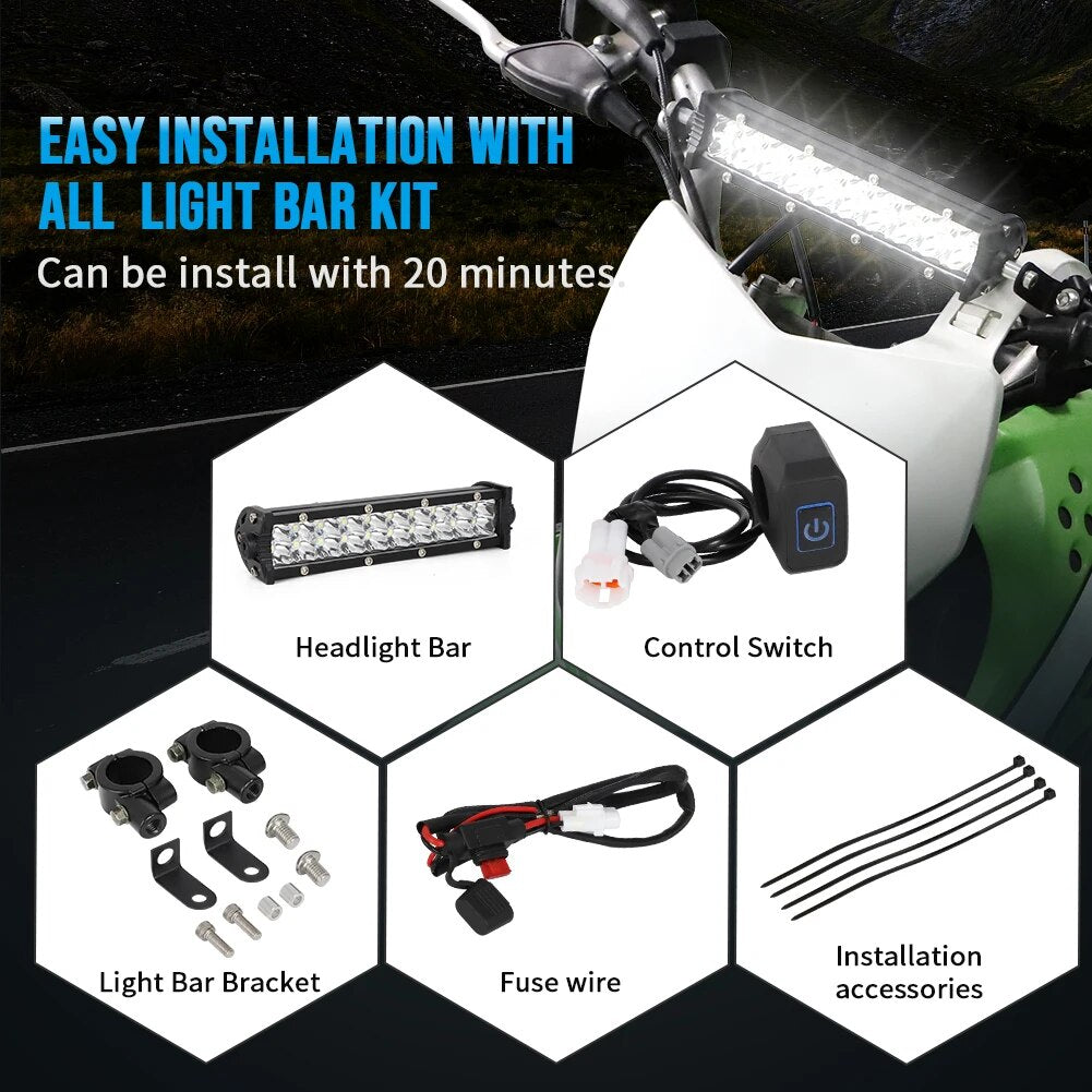 LED Headlight Light Bar Kit Dirt Bike Upgrade Plug-N-Play For Honda CRF230F CRF250F CRF450X/110F Motorcycle Accessories