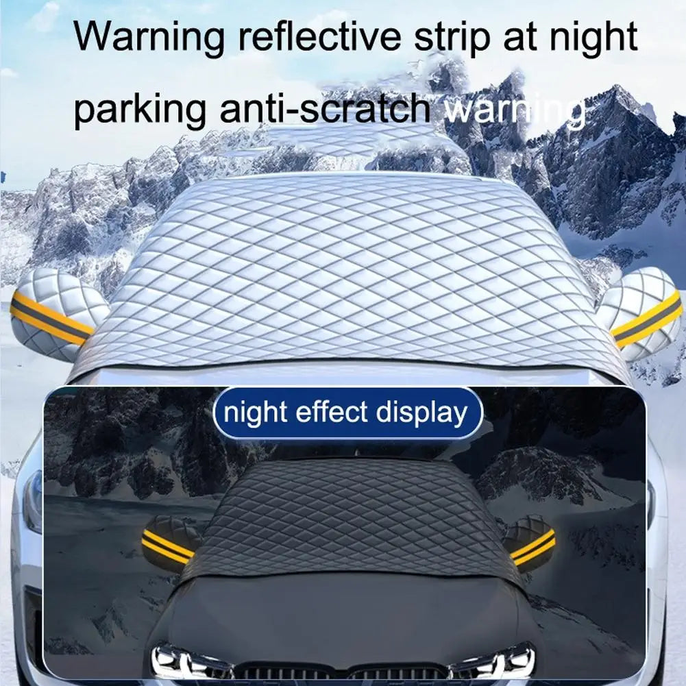 Car Winter Snow Gear Front Bumper With Independent Earmuff Anti-wind Sand Anti-frost Anti-dew Windshield Sun Shade Cover