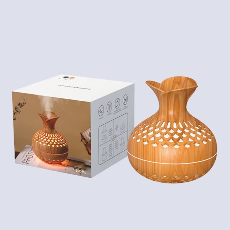 300ml Vase Air Humidifier USB Ultrasonic Cool Water Aroma Diffuser with LED Light For Home Room Silent Aromatherapy Humificador