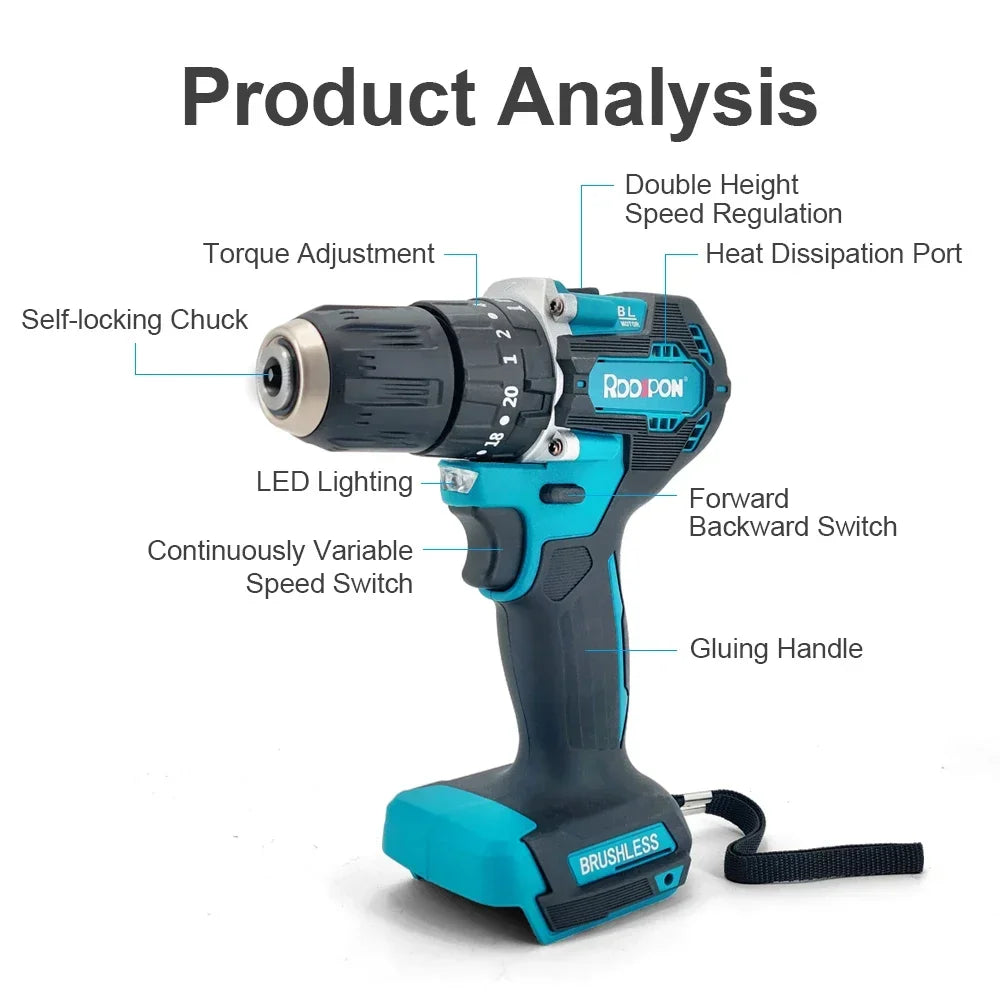Electric Impact Wrench Brushless Cordless Electric Wrench 1/2 inch Compatible Makita 18V Battery Screwdriver Power Tool 2023 NEW