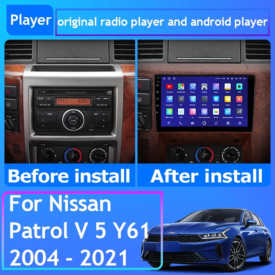 Car Radio Android 13 For Nissan Patrol V 5 Y61 2004 - 2021 Navigation GPS Multimedia Player Stereo 5G Video Screen No 2din Wifi