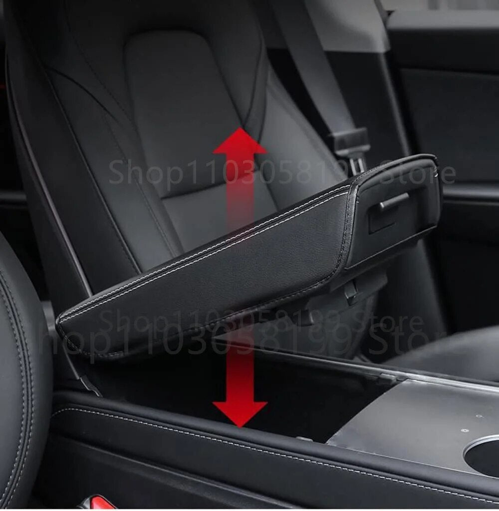 Car Armrest Box Cover for Tesla Model 3 Model Y Leather Center Console Armrest Box Protector Pad Tesla Model Y 2023 Accessories