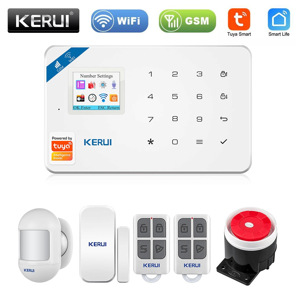 KERUI W181 Tuya Smart Home WIFI GSM Alarm System Burglar Home Security Alarm App Control Motion Sensor 6 Languages Garage alarm