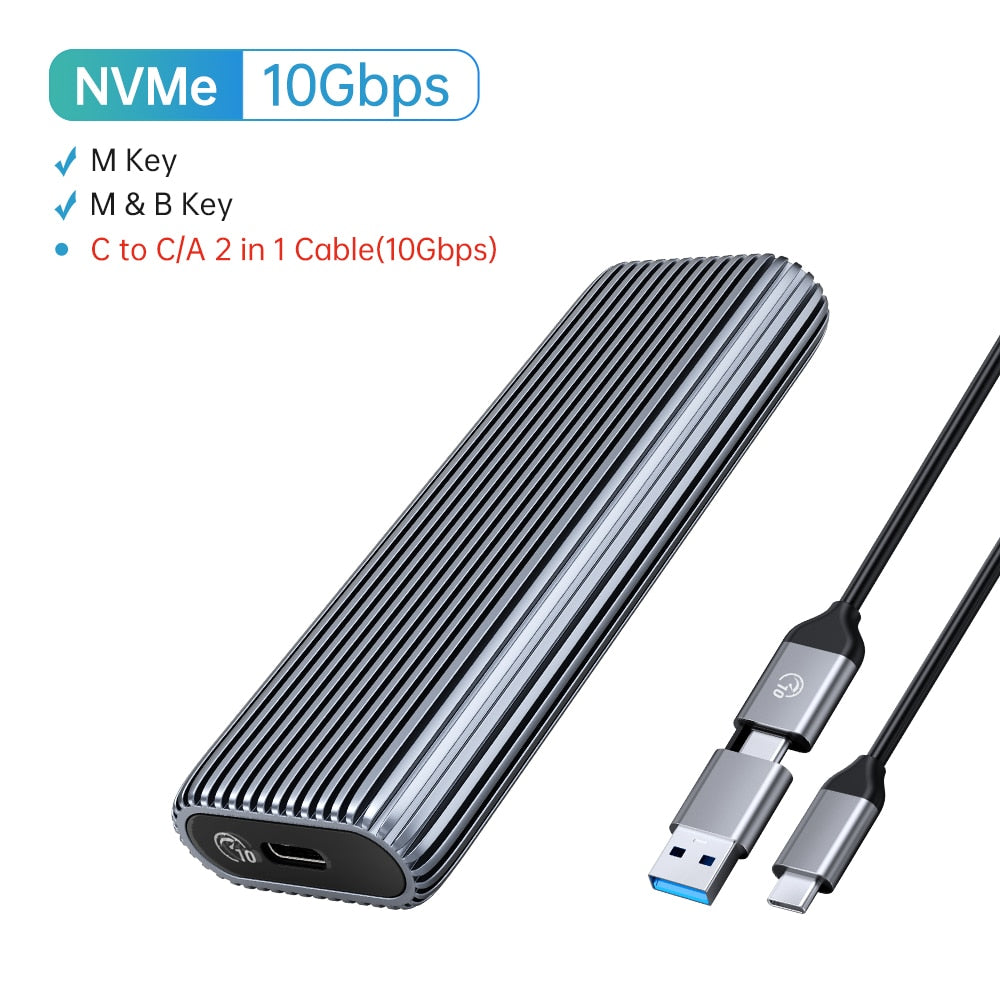 ORICO Tool Free Aluminum M2 NVMe SSD Enclosure 10Gbps PCIe Type C M.2 SSD Case NVMe M Key Solid State Drive Case Support UASP