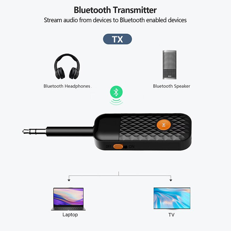 3.5MM AUX Bluetooth 5.2 Transmitter Portable Mini Stereo Wirleless Audio Adapter Dongle For PC TV Bluetooth Headphone Speaker NS