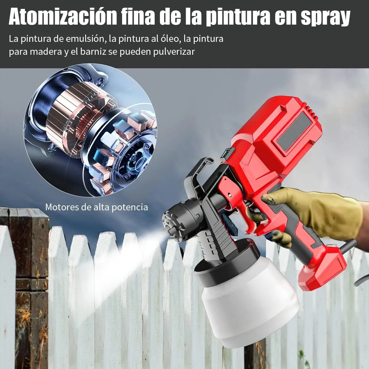T 1000ML Electric Spray Gun 800W High Pressure with Nozzle Flow Control Airbrush Paint Gun Detachable Electric Paint Sprayer