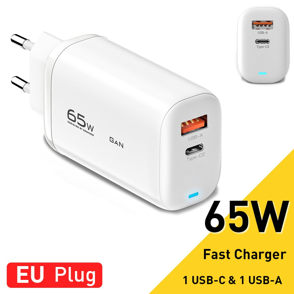 Essager 65W GaN USB Type C Charger For Laptop PPS 45W 25W Fast Charge For Samsung QC3.0 PD3.0 For iPhone14 13 Pro Phone Chagers