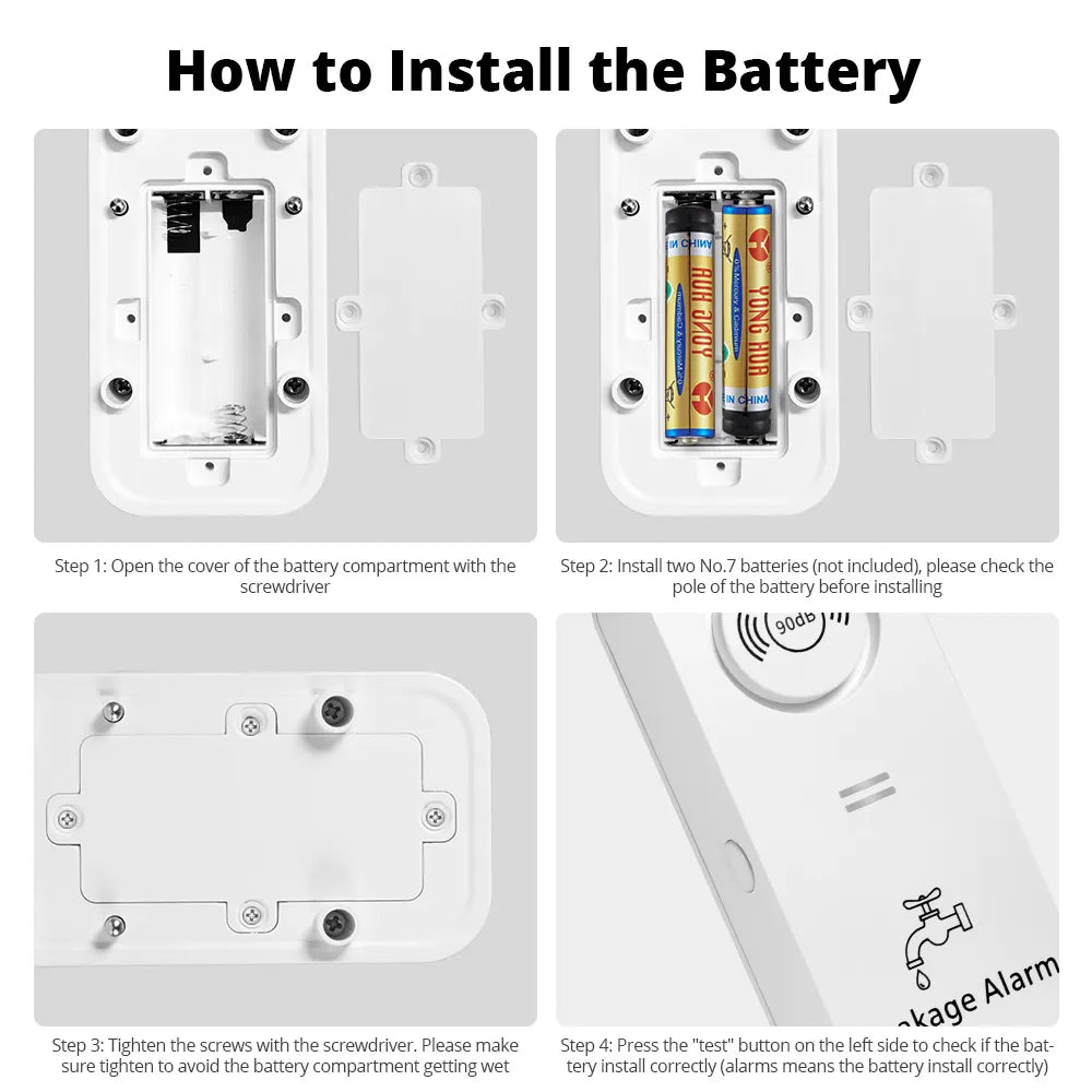 Fuers 433mhz Water Leakage Sensor Detector Alarm Sensitive Leak and Drip Alert With 90db Loud Home Security Overflow Sensor