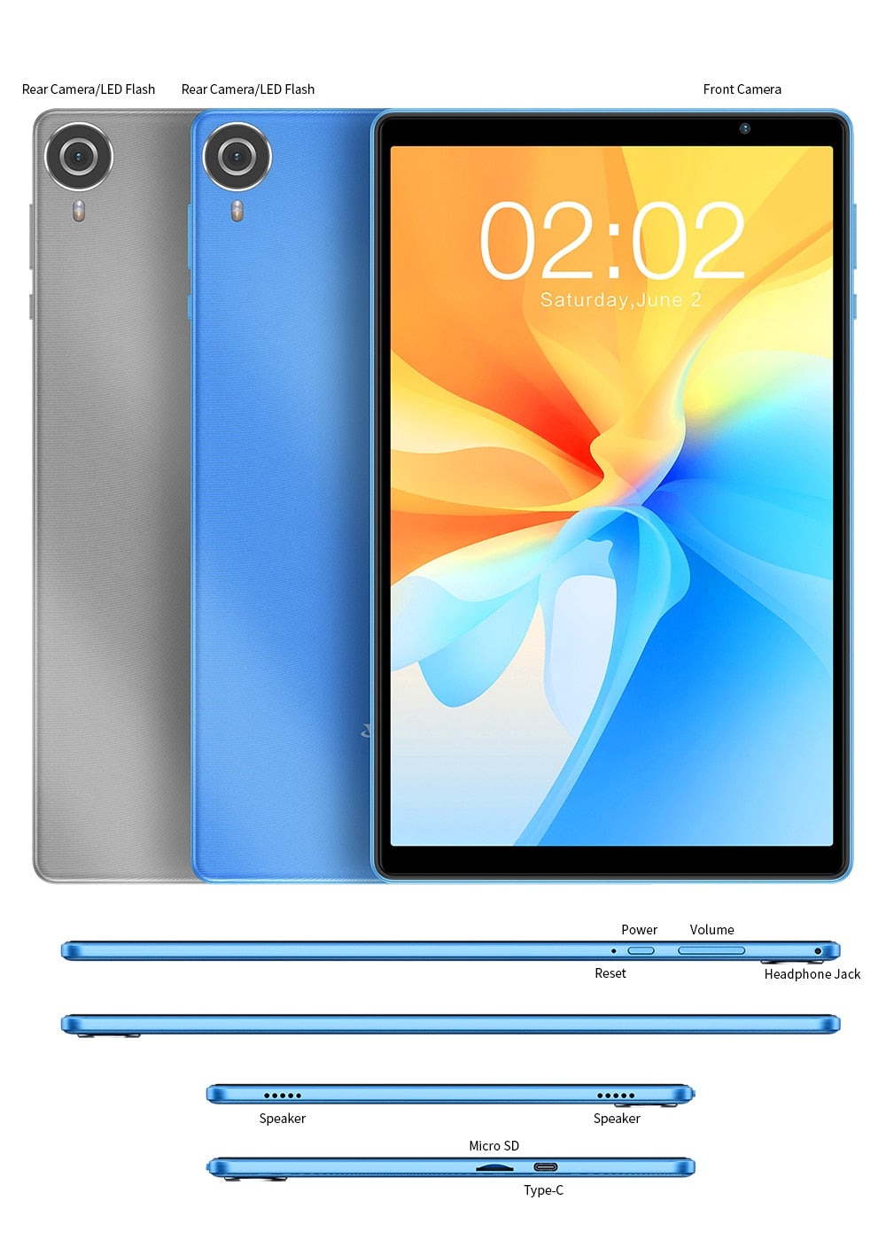 Teclast P25T 2023 Android 12 Tablet 10.1 inch IPS 1280x800 4GB RAM 64GB ROM 2.4G+5G Wi-Fi 6 BT 5.0 Type-C Dual Cameras