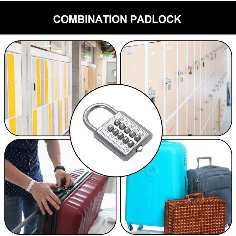 School Locker Lock Button Combination Security Padlock 8/10 Digits Digital Code Padlock For Toolbox Sports Locker Fence Lock