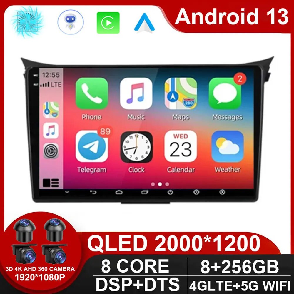 Car Radio Android 13 For Hyundai I30 Elantra GT 2012 2013 2014 2015 2016 Autoradio Carplay GPS Navigation No DVD 2Din Player
