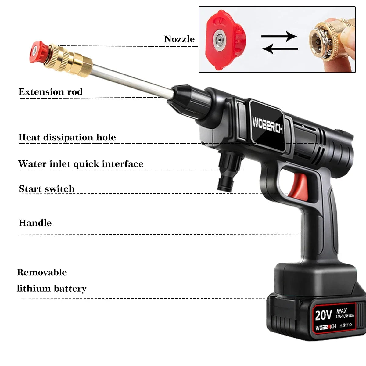 Cordless High Pressure Cleaner Washer Spray Water Gun Car Wash Pressure Water Cleaning Machine for Makita 18V Battery