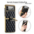 For Samsung Galaxy Z Flip 3 4 Flip4 Flip3 5G Phone Case Plain Folding Phone with Ring Stand Holder Luxury Lattice Leather Cover