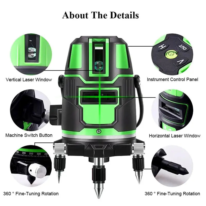 BGDCTGFZ Laser Level2/3/5Lines 3D Self-Leveling 360 Horizontal And Vertical Cross Super Powerful Green Laser Beam Line