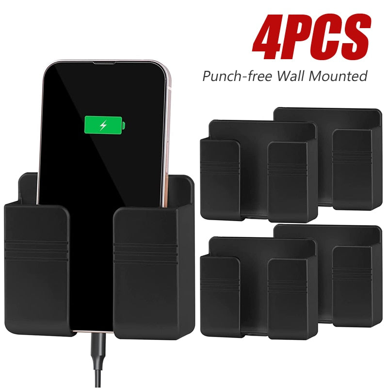 4/2/1Pcs Multifunction Punch Free Wall Mounted Storage Box Organizer TV Remote Control Mounted Mobile Phone Plug Charging Holder