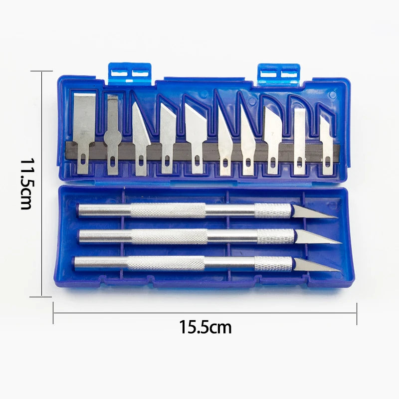 13Pcs Carving Knife Craft Sculpture Paper Cutting Blade Precision Engraving Cutter Non-Slip Hand Tool DIY Art Hobby Repair Set