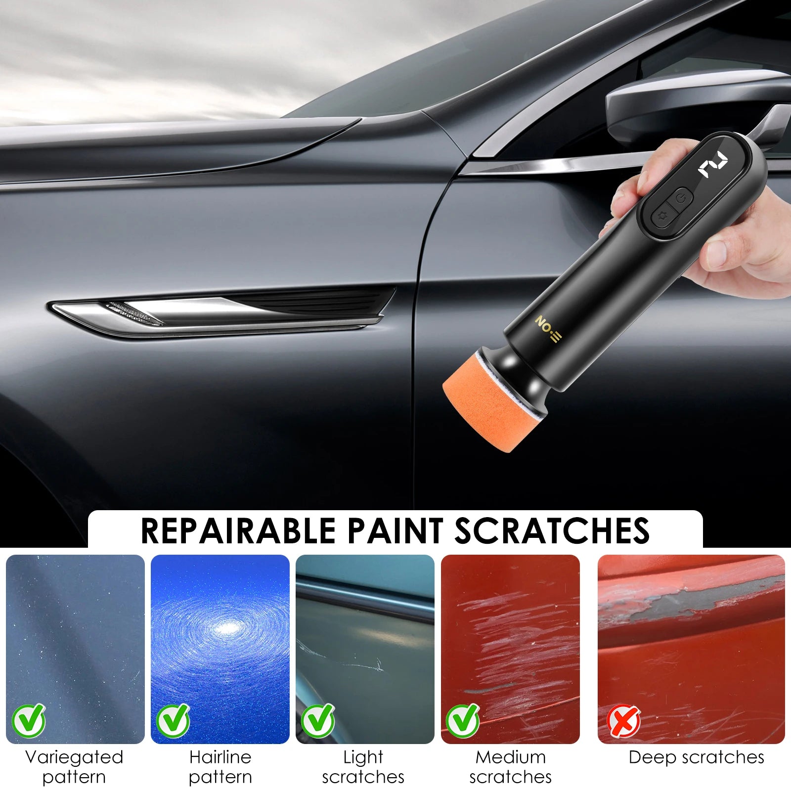 Mini Cordless Car Polisher Electric Car Polishing Repair Kit LED Display Automotive Scratch Removal Polishing Machine for Car