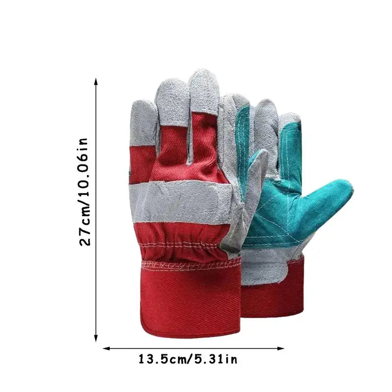 Welder Gloves Cotton Lined Hand Protection Construction Gloves Weld Work Gloves Firm Grip Blacksmith Gloves For Gardening